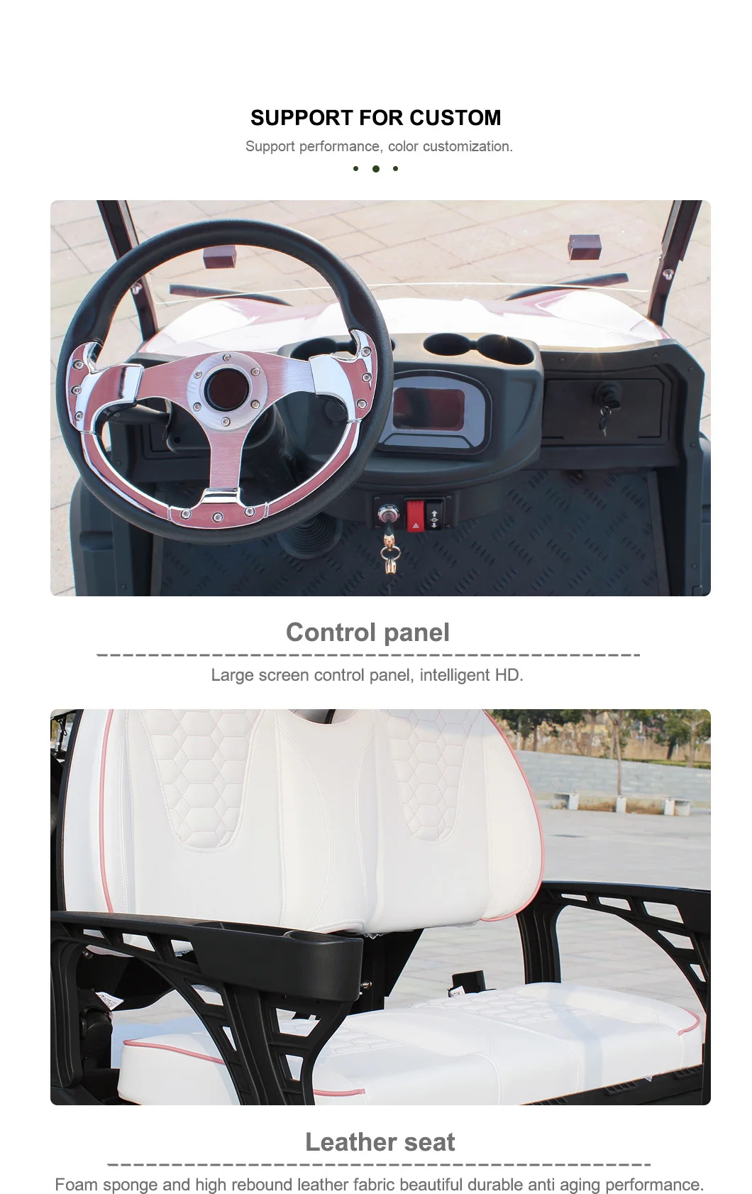 Electric Hunting Golf Cart for 6 Passengers Integrated Battery Driving Mileage 70-90km