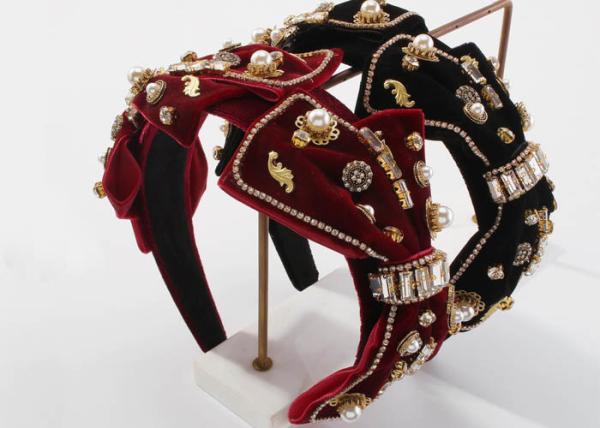 Fashion new elegant bow with diamond-encrusted headband personality luxury cloth