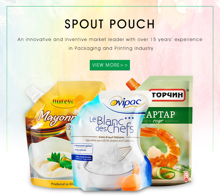 BPA Free Plastic Spout Pouch Packaging Food Grade Tomato Ketchup With Spout On Top