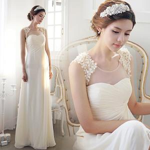 Quality Lace Shoulder Chiffon Light Green Evening Dresses TSJY047 wholesale