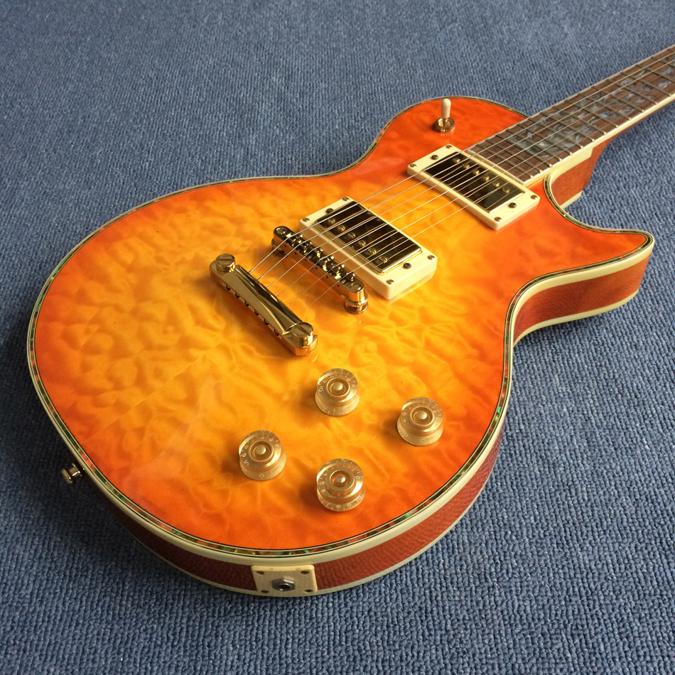 New style high-quality custom LP electric guitar, Flame Maple Top electric guitar with Gold hardware, free shipping