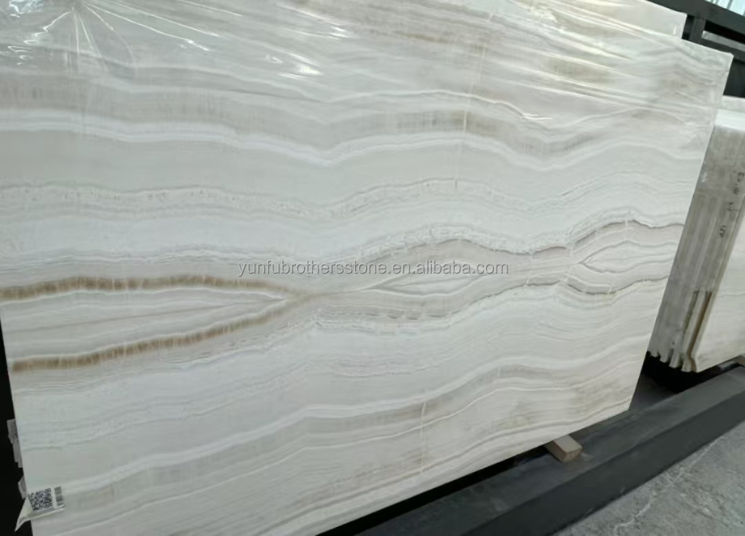 Modern Design Hotel Bathroom Wall Panel with Backlit Natural Stone White Onyx Marble