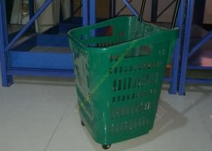 Quality PP Rolling Supermarket Shopping Basket / Cart With Four Wheels 435 * 420 * 550mm wholesale