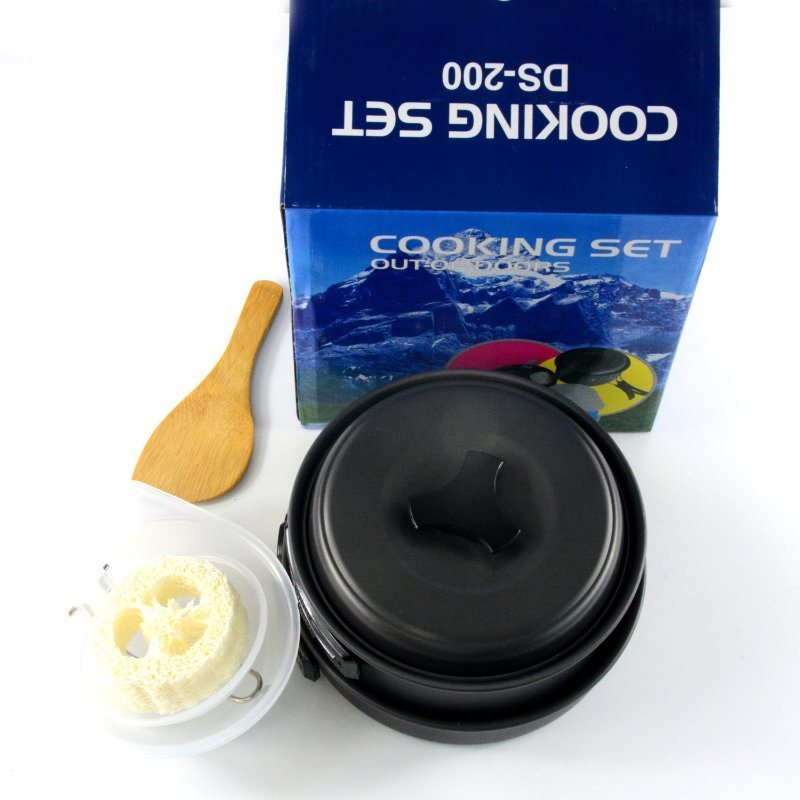 Outdoor 2-3 Person Camping Picnic Pot Set Aluminum Camping Cookware Mess Kit