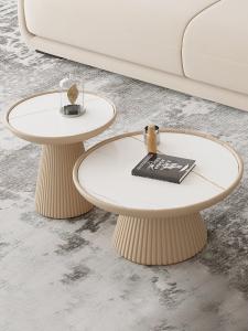 Quality PU Pedestal Marble Top Wood Coffee Table Round Bowl Shaped wholesale