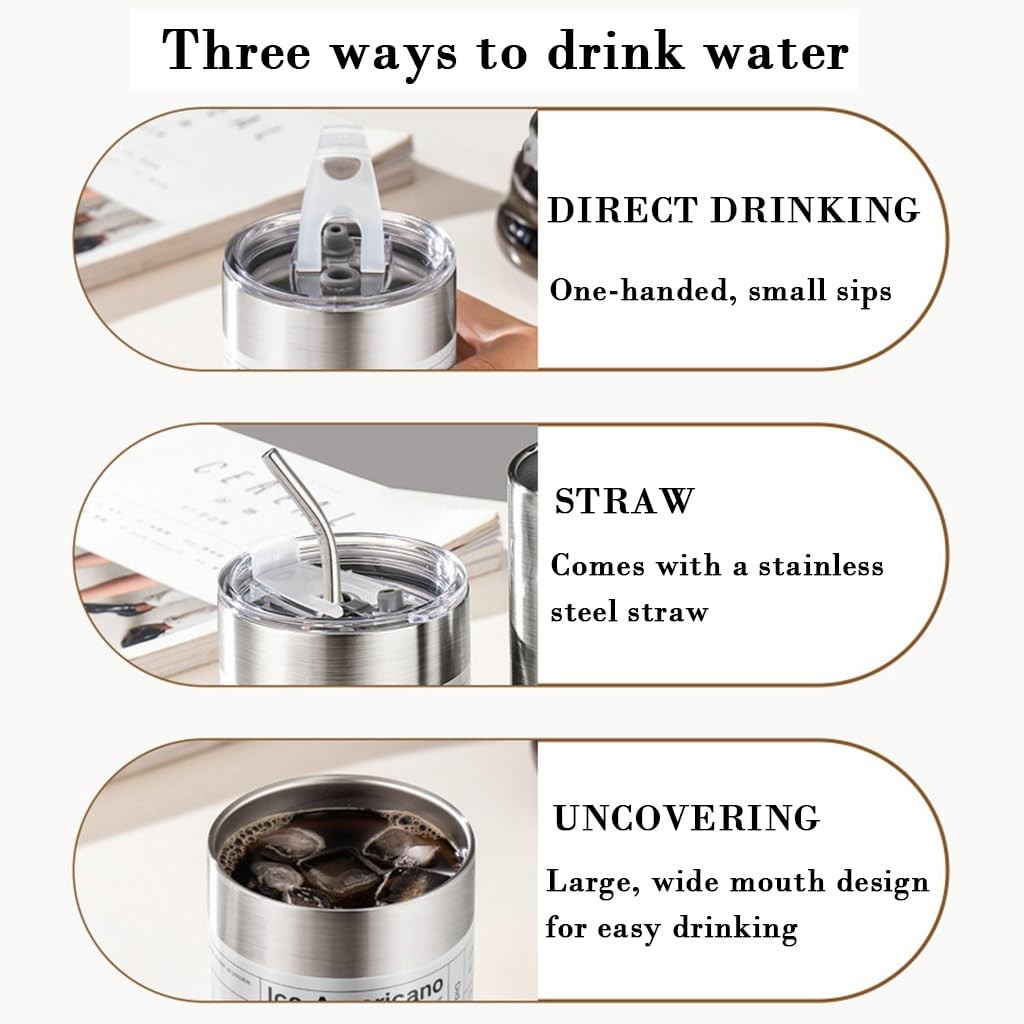 20OZ Insulation And Cooling Ice Cream Cup , Simple Office Portable Car Straw Water Cup , Vacuum Double-Layer 304 Stainless Steel Cold And Hot Drink