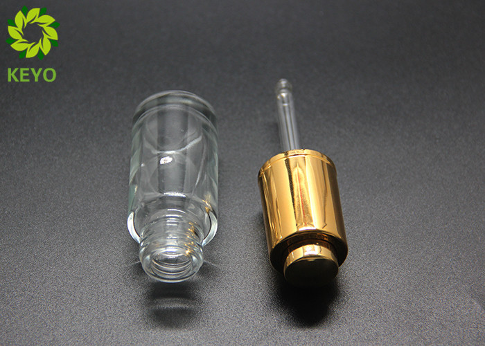 20ml Clear Glass Essential Oil Bottles With Press Push Button Gold Dropper