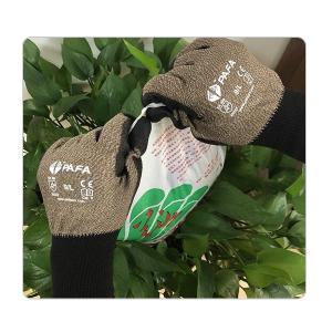 Quality Brown Polyester Liner Black PU Coated Knit Work Gloves For Farming wholesale