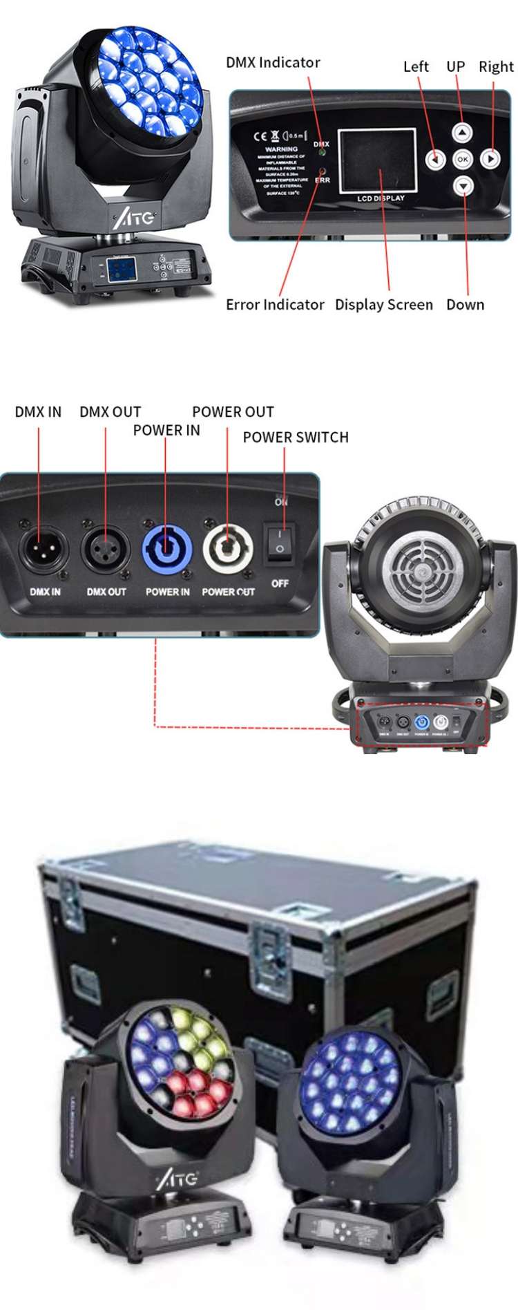 50000 Hours Lifespan 19*15W RGBW LED Big Bee Eyes Moving Head Stage Light with Remote