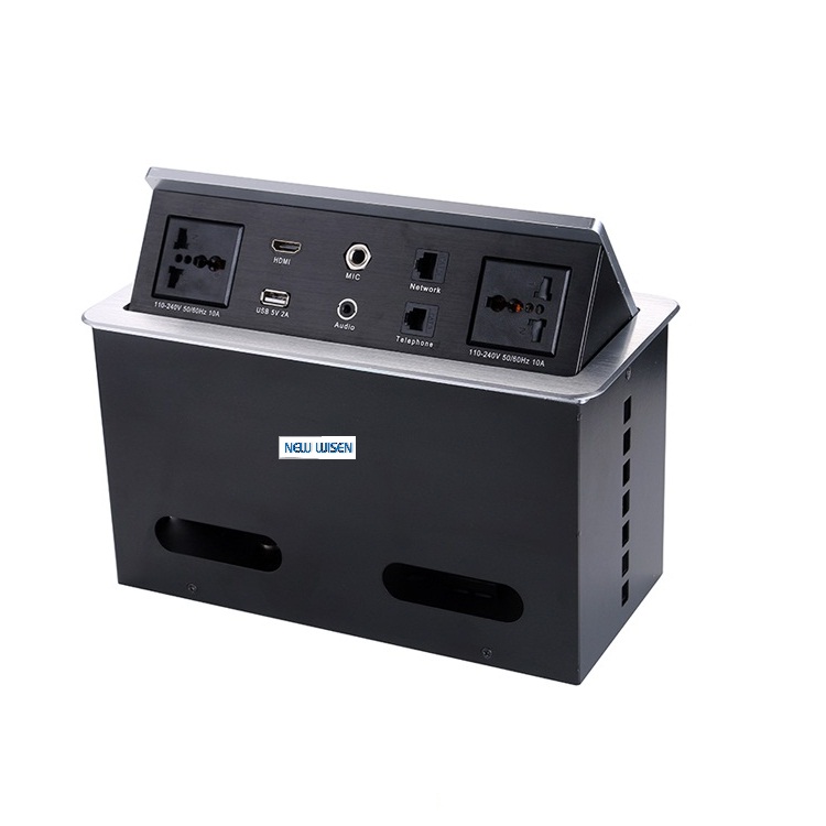 Conference Table Hydraulic Pop Up Socket Mains Box European Oxidized