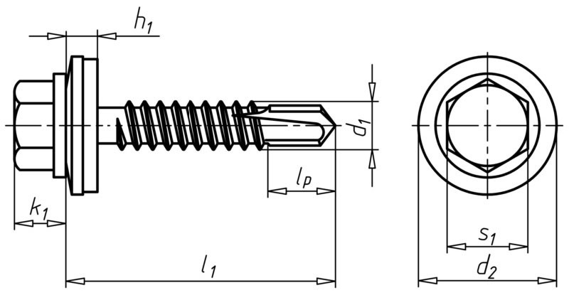 12-14X1'' 410 Stainless Steel Self Drilling Driving Screws Hex Washer Head With Neoprene Sealing Washer