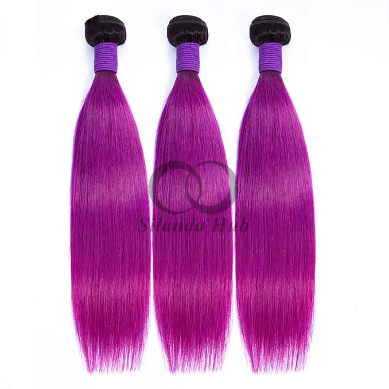 #T1B/Purple Straight Remy Human Hair Bundles Sew In Weave Bundles Brazilian Bundle Deals