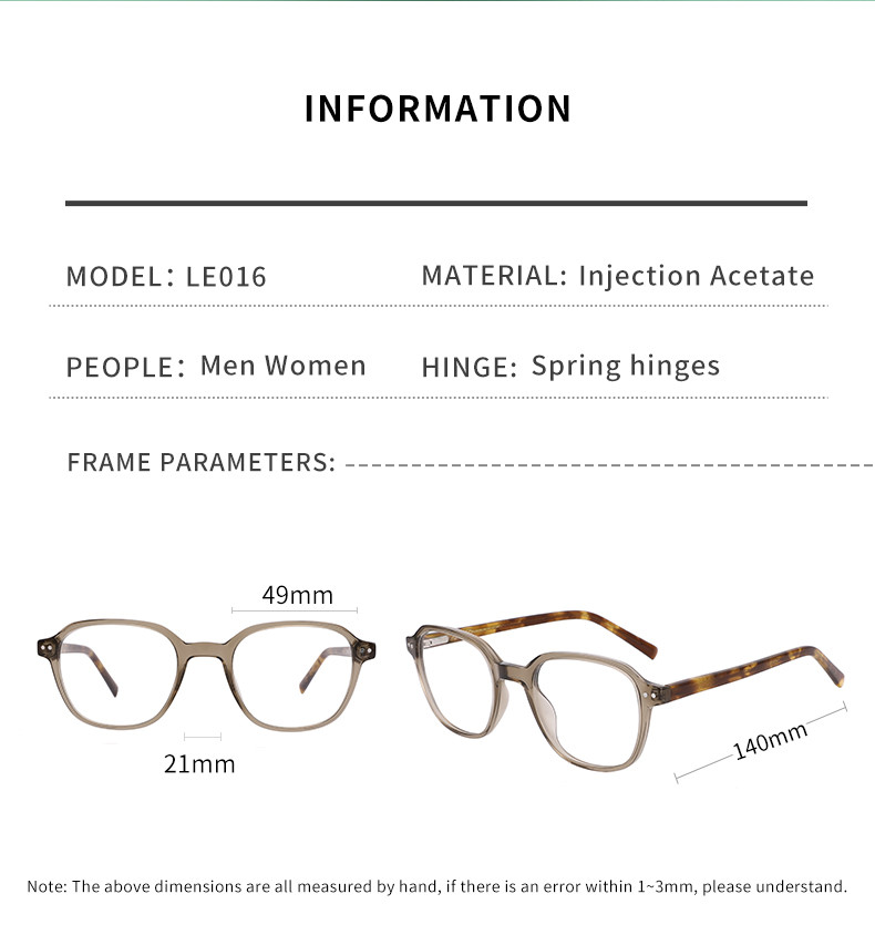 Non Prescription Round Acetate Glasses Clear Lenses Eyewear Lens width 49 mm