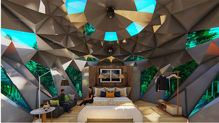 Light Steel Frame Movable Eps Prefab Geodesic Dome House Dome Bungalow Kits