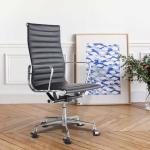 Alloy Base h45.6" Black PU Leather Office Chair / High Back Computer Chair 35