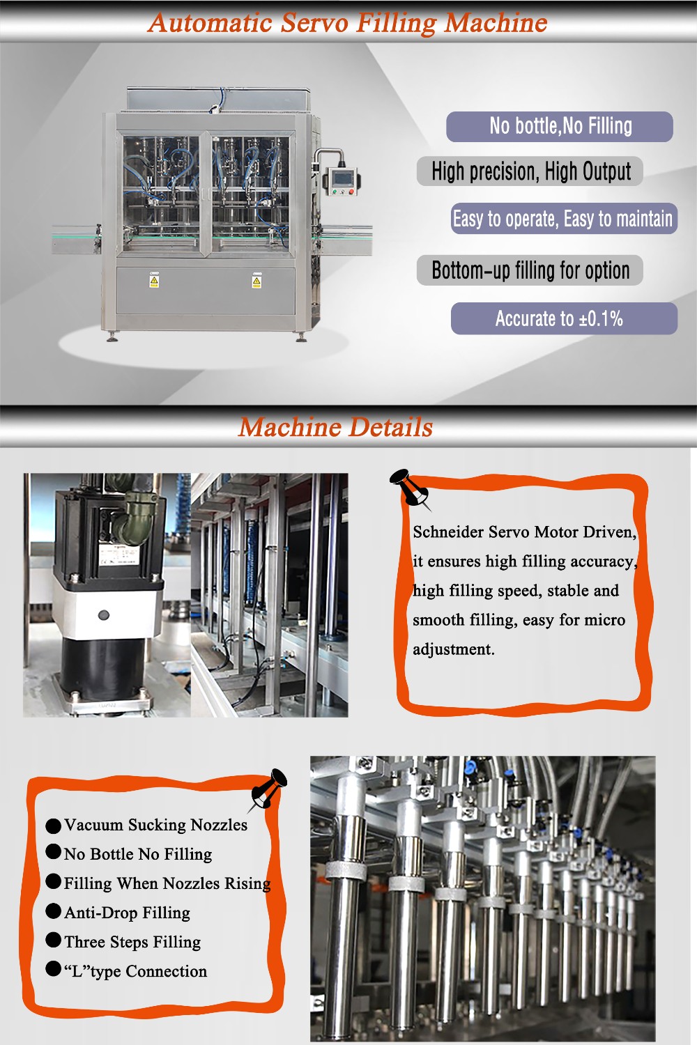 Mechanical Automatic Oil Packing Machine PLC Control 50-5000ML Filling Volume