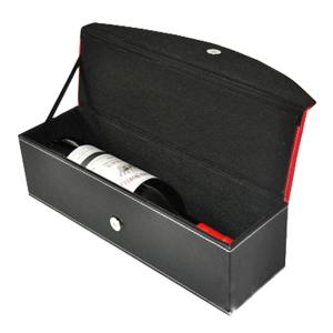 Quality Leather Wine Gift Packaging Box With Button Closure And Ribbion Stand wholesale
