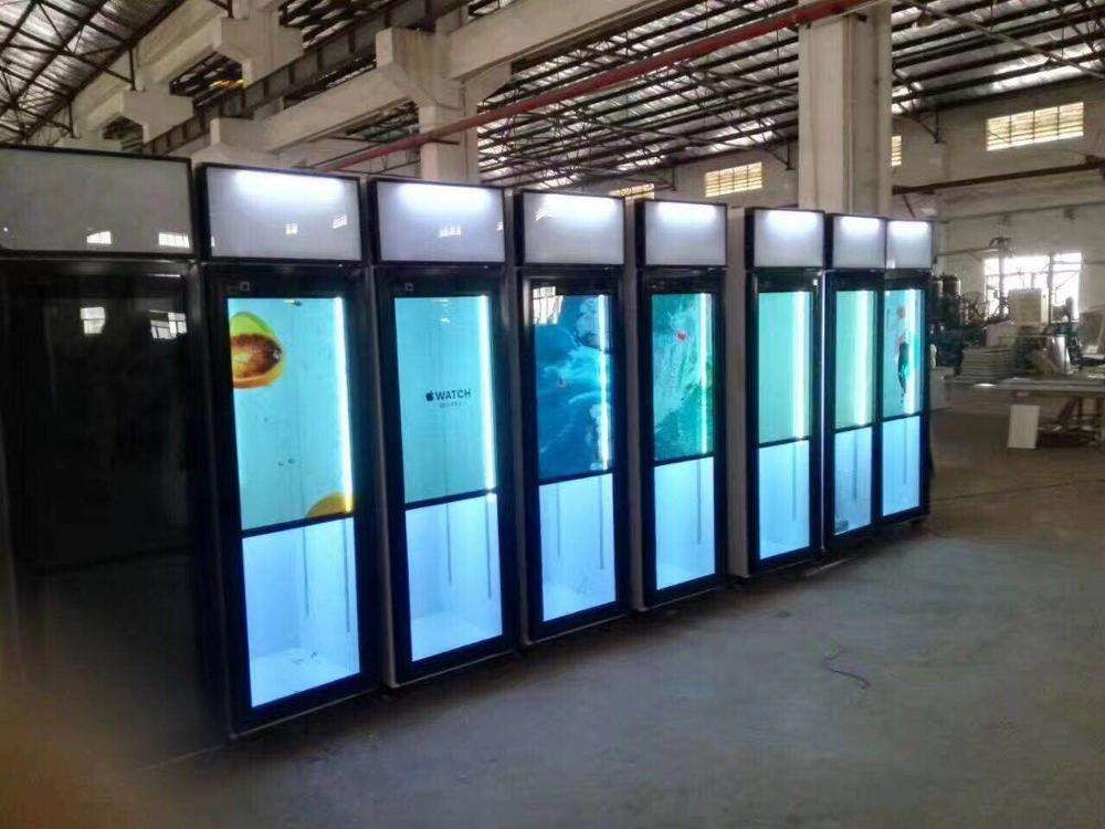32" LCD Digital Signage Transparent LCD Refrigerator Glass Door For Beverage Cooler Advertising Display
