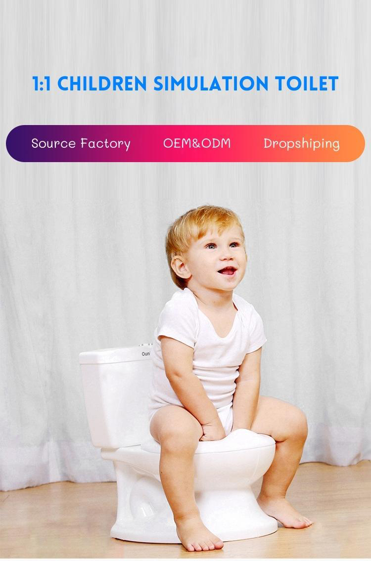 Childrens Simulation White Blue Pink Solid Baby Training Potty with Flushing Sound