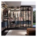 Adjustable Aluminum Door Black Glass Wardrobe for Apartment Bedroom Closet