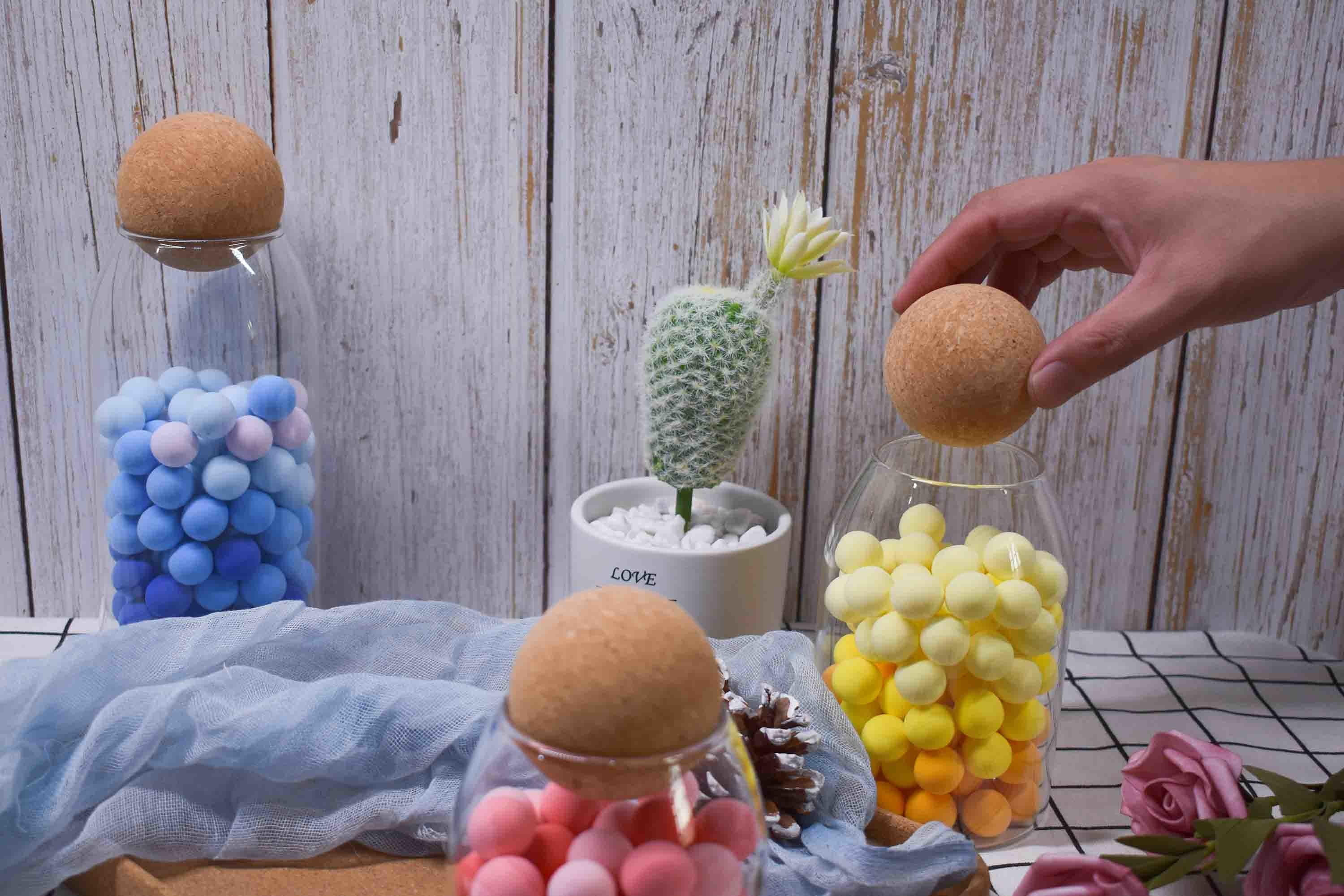 Dia 60mm Natural Cork Lids Ball Non Toxic For Glass Jar