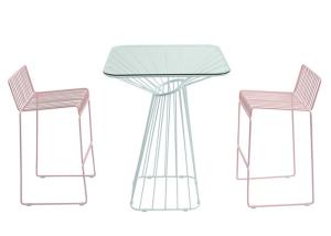 Quality Pink And Blue Metal Wire 0.038CBM Outdoor Table Chairs wholesale