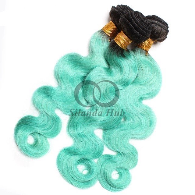 #T1B/Green Body Wave Remy Human Hair Bundles Sew In Weave Bundles Brazilian Bundle Deals