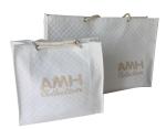 Bridal White Quilted NonWoven Fabric Small Square Veins Burning Letter Logo