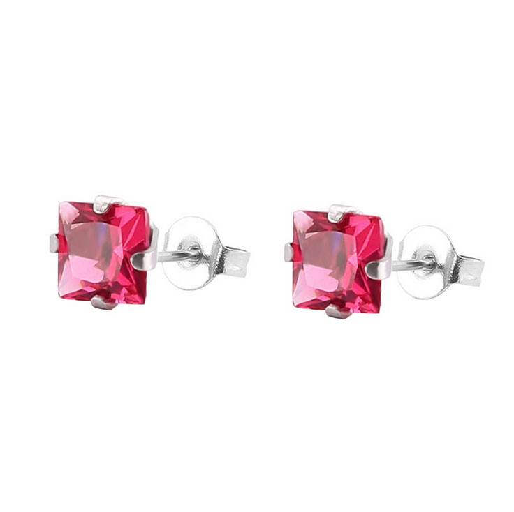 Women Men Zircon Diamond Square Stud Earrings Stainless Steel Body Piercing Jewelry Earrings