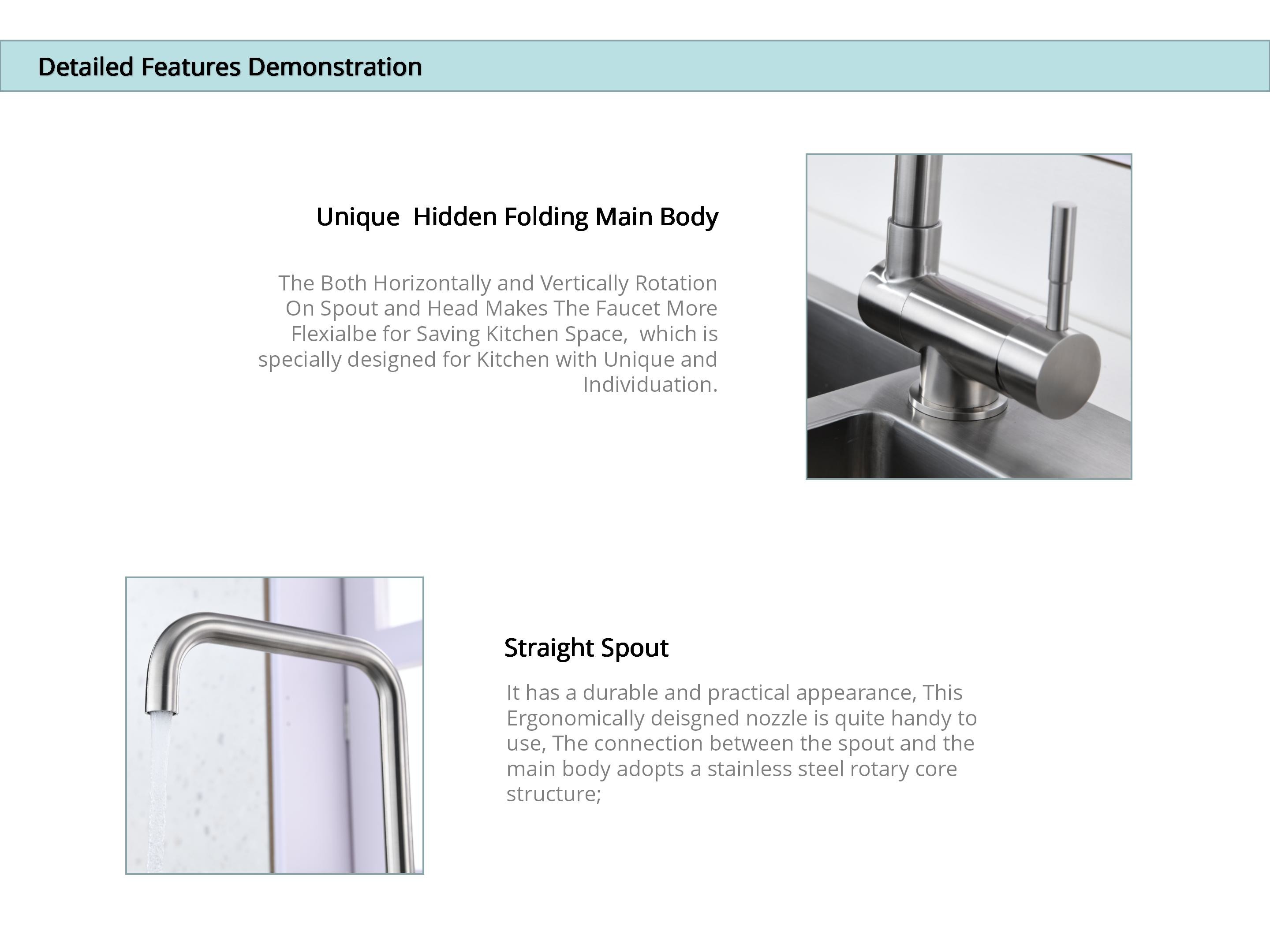 Concealed Folding Kitchen Water Faucets Handy Operation Sink Tap ODM