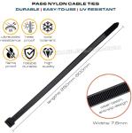 0.30" Width Industrial Zip Ties 10"~20" Lengths, Heavy Duty Black Polyamide