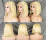 Brazilian Straight Human Hair 613 Blonde Wig Lace Natural Black Short Straight
