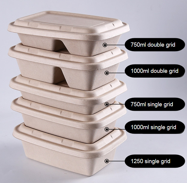 Bio Degradable Pulp Food Container Eco Friendly , Meal Prep Compostable Food Boxes