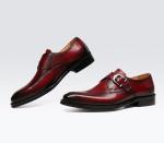 ODM Oxford Genuine Leather Dress Shoes / Luxury Mens Monk Strap Shoes With 3cm