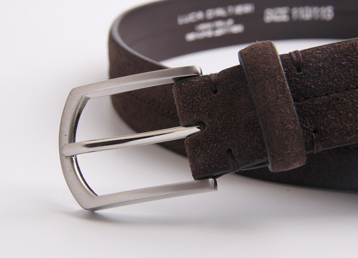 3.5cm Width Genuine Leather Dress Belt With One Line Middle Stitching