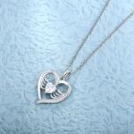 YASVITTI 925 Sterling Silver Heart Topaz & Cubic Zirconia Angel Wing Pendant