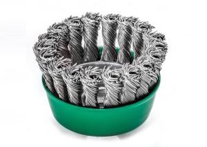 Quality Weld Cleaning Knotted Wire Cup Brush Green Body 3 Inch OD With M10 Nut wholesale