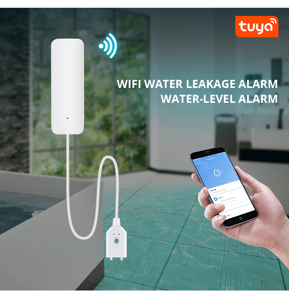 ABS Tuya Wireless Water Leakage Detector Smart Alarm Sensor AAA Battery