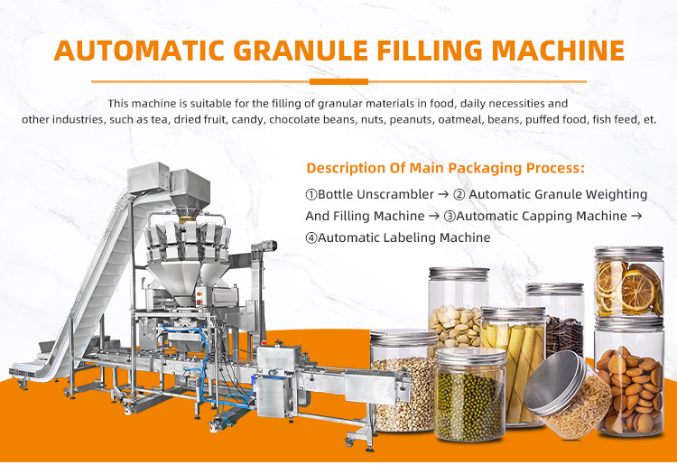 Fully Automatic Bottle Puffed Food Can Filling Machines Bugles Prawn Crackers Jar Filling Machine