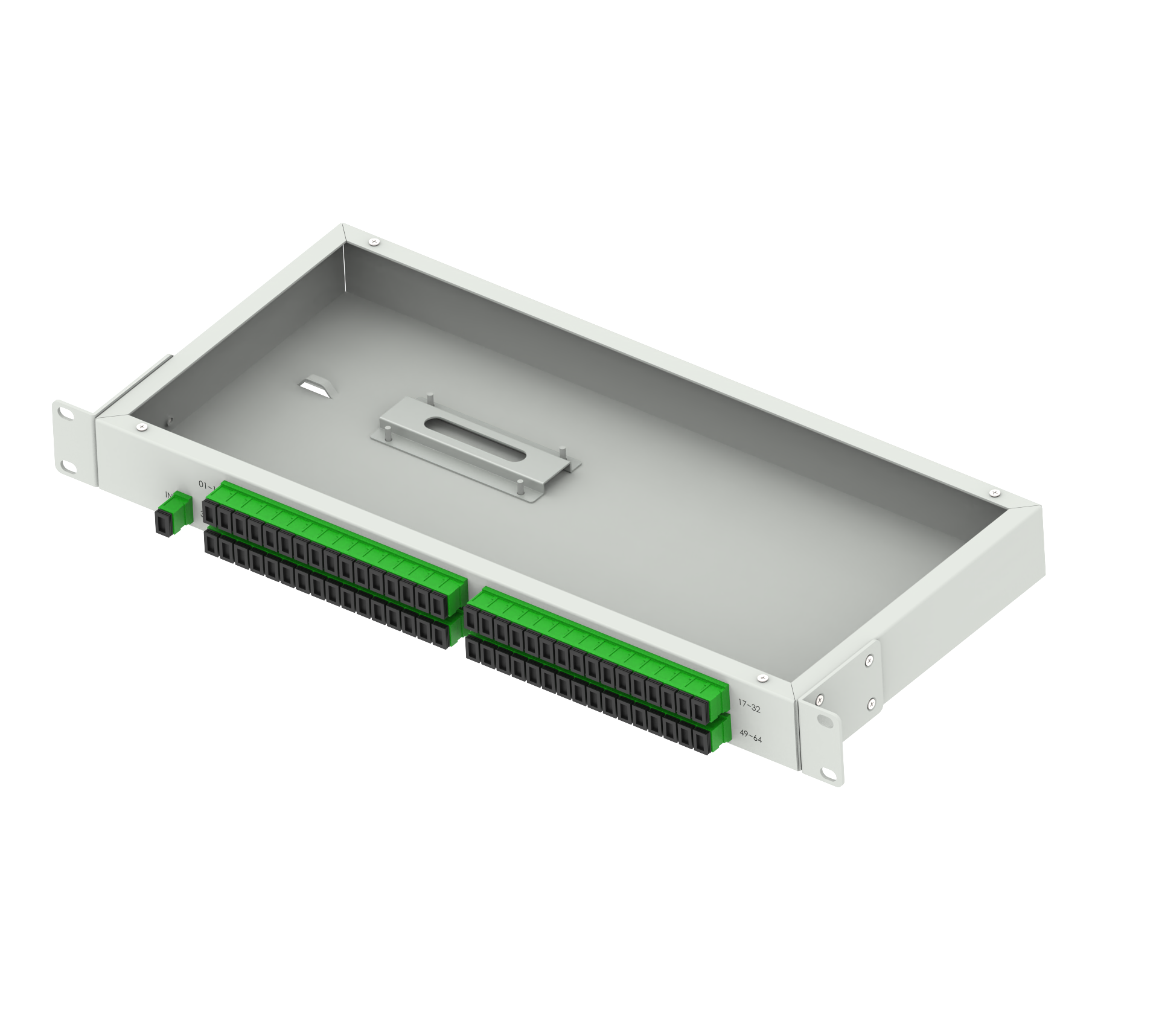 ODN Network 19inch APC Type Fiber Optic Splitter Panel for 1U Height Data Center FTTX