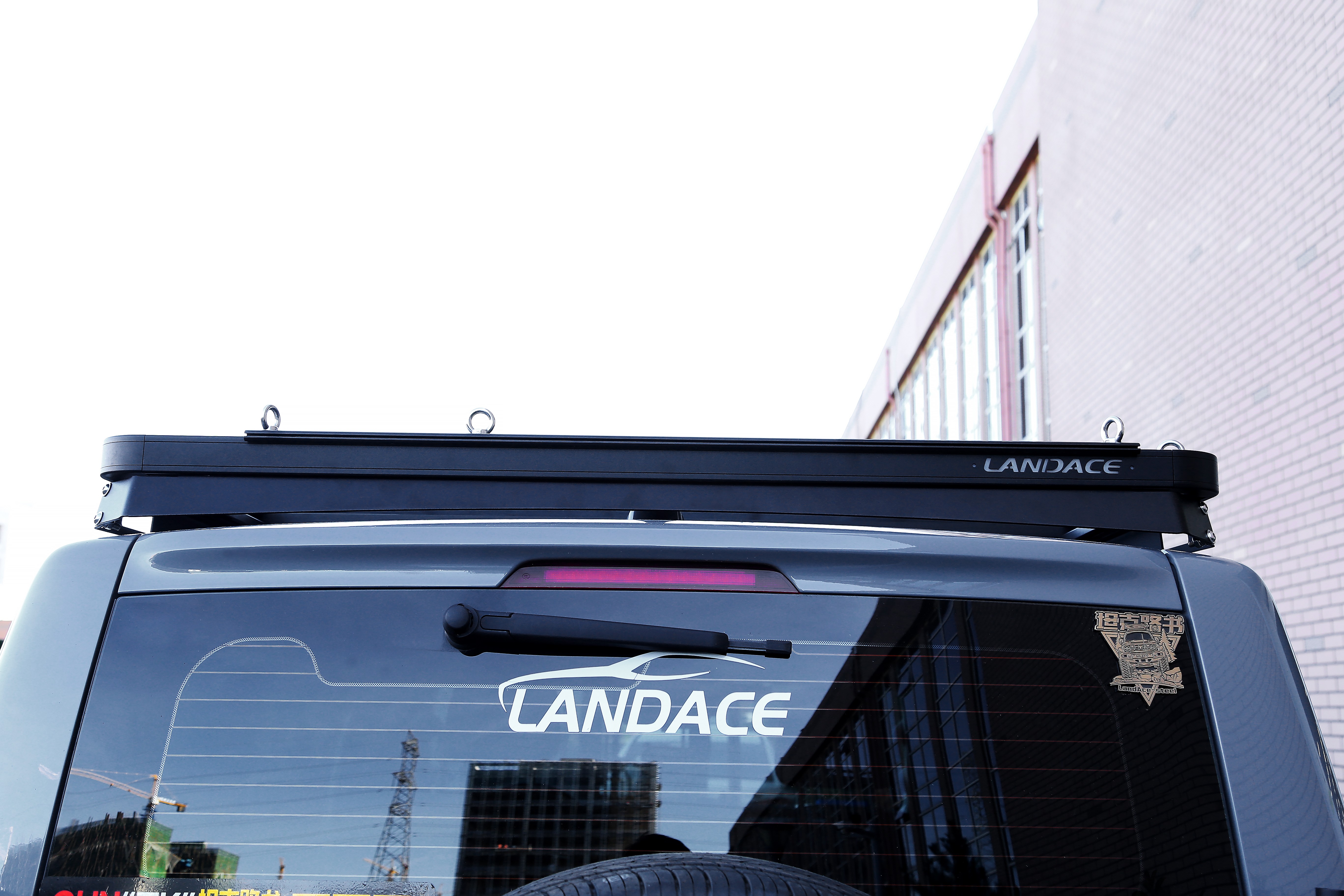 Landace Logo 4x4 Vehicle Exterior Accessories Aluminum Wind Fairing Roof Rack Tray Platform Luggage Bracket For Tank 300 BLACK