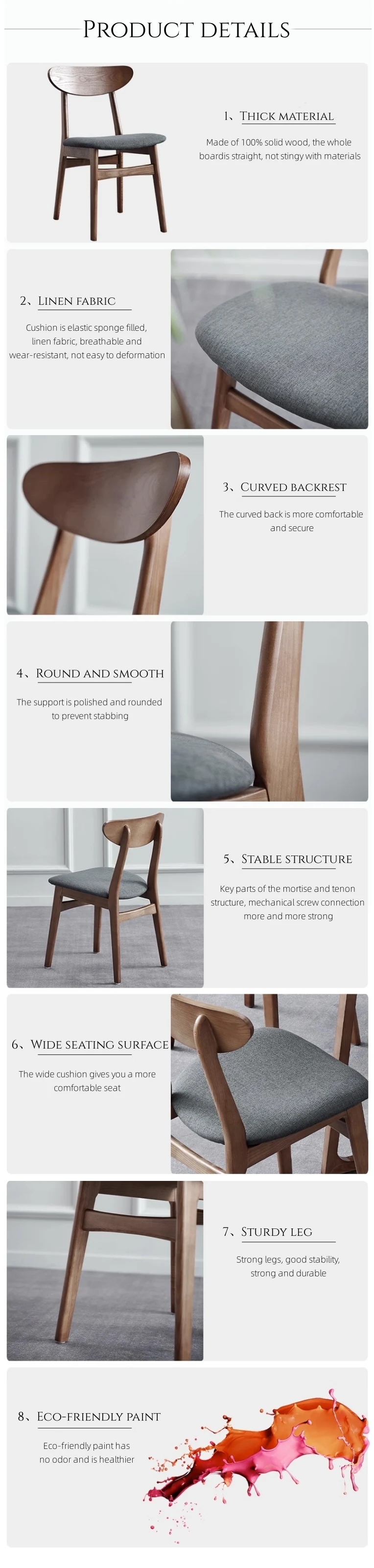 Traditional Dark Brown Wood Dining Chairs For Kitchen And Restaurant