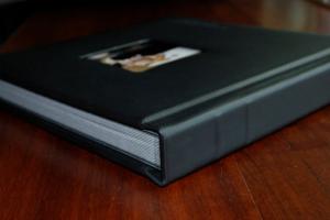 Quality Classic 14x11 Travel Honeymoon Personalised Leather Photo Album With Window wholesale
