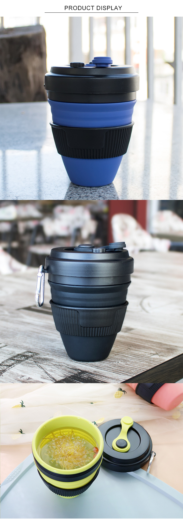 OEM ODM 450ML Novelty Collapsible Silicone Coffee Cup