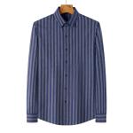 Breathable Dark Blue Long Sleeve Cotton Shirt for Men's Casual Fashion in Autumn