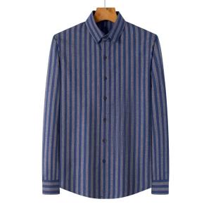 Quality Breathable Dark Blue Long Sleeve Cotton Shirt for Men's Casual Fashion in Autumn 2021 wholesale