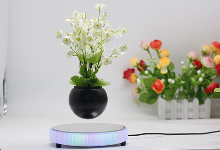 led light magnetic floating levitation bottom air bonsai planter trees flowerpot