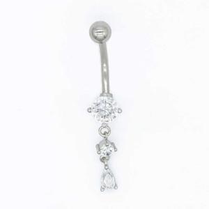 Quality Silver Three Zircons Body Piercings Jewellery 14ga Steel Curved Barbell wholesale