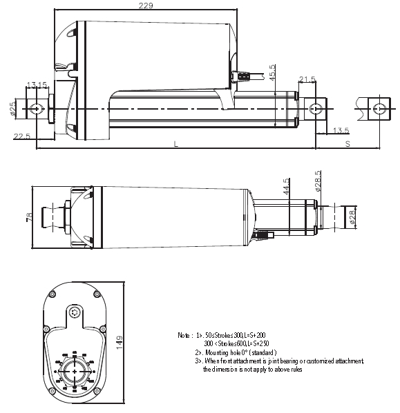 12V Linear Actuator for Large Mixing Barrel, Feeding Machine, linear drive with potentiometer / hall effect sensors