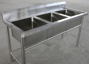Quality Restaurant Three Tubs Stainless Steel Kitchen Sink Commercial 1800 x 600 x 850MM wholesale